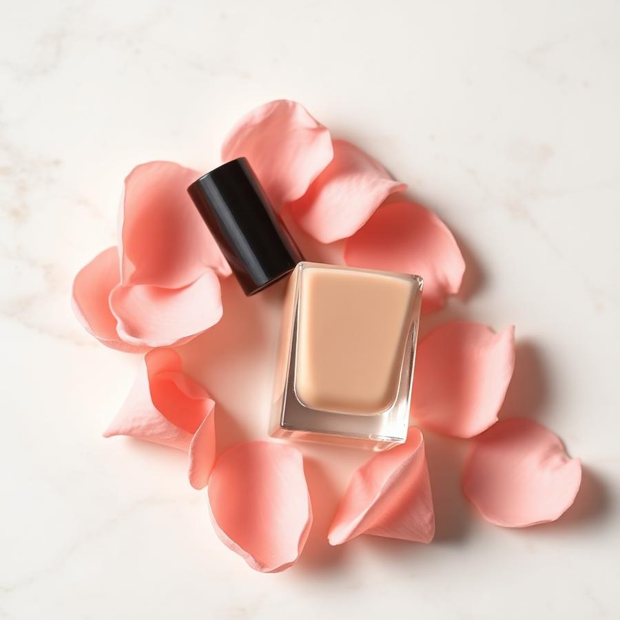 Nude Nagellack mit Rosenblüten