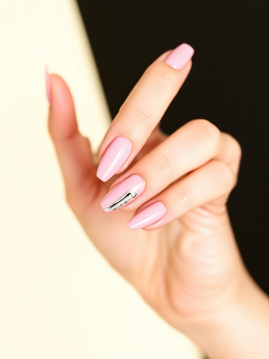 Rosé Nägel mit Chrome-Detail